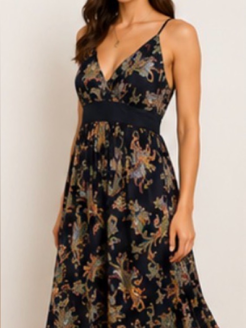 Magic Navy Floral V-Neck Maxi Dress